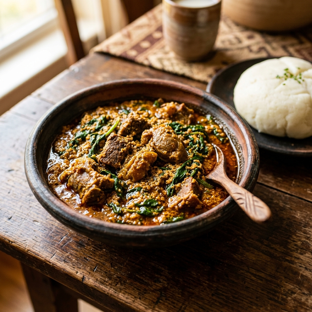 Egusi soup with assorted meat